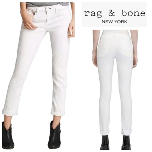 LIKE NEW! Women's Rag & Bone White Slim Boyfriend Jeans - 26 - Picture 4 of 13